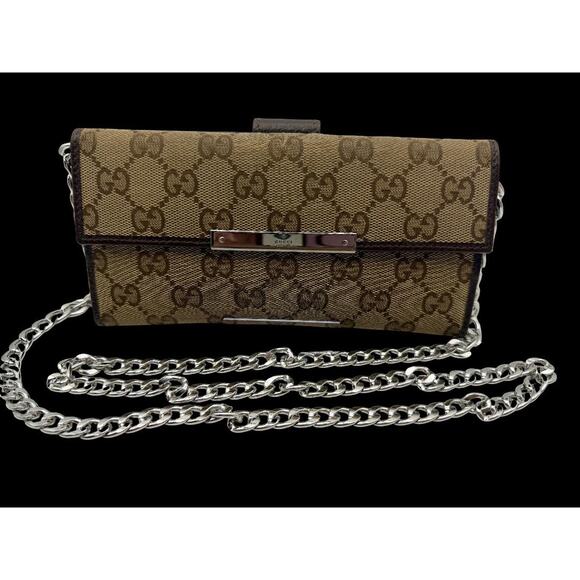 GUCCI GG Supreme Wallet on Chain Beige Canvas Shoulder Bag – Excellent | COA - Picture 1 of 15